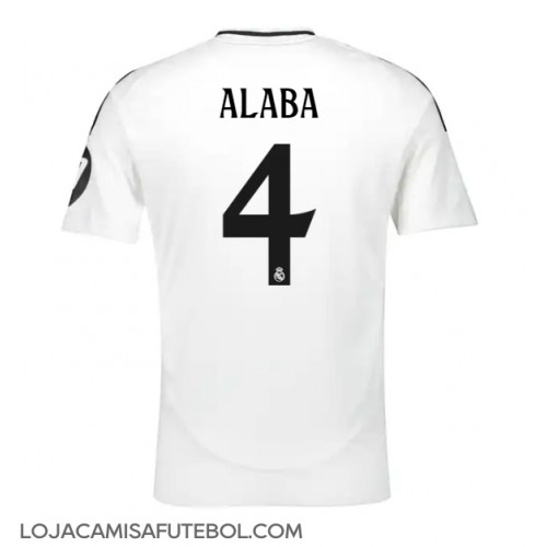 Camisa de Futebol Real Madrid David Alaba #4 Equipamento Principal 2024-25 Manga Curta